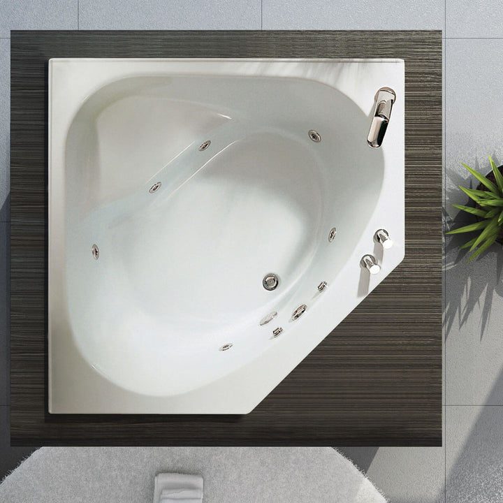 Maax Tandem 5454 Acrylic Corner Center Drain Bathtub in White