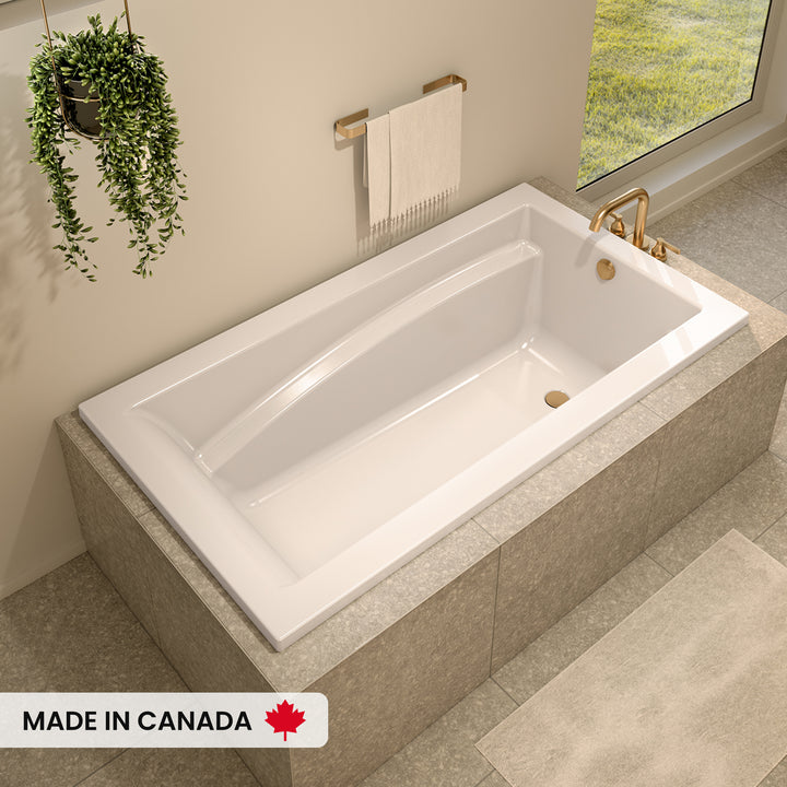 Maax Optik 6636 Acrylic Alcove End Drain Bathtub in White