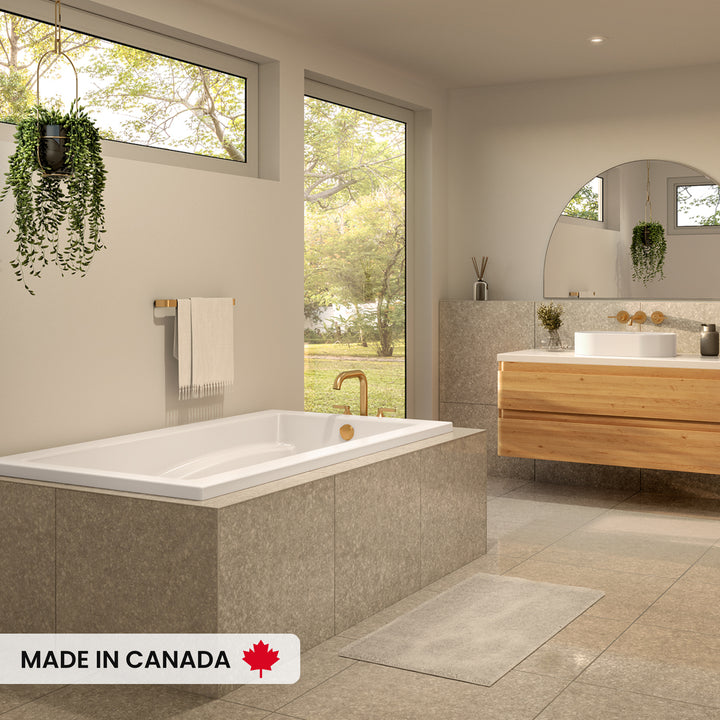Maax Optik 6636 Acrylic Alcove End Drain Bathtub in White