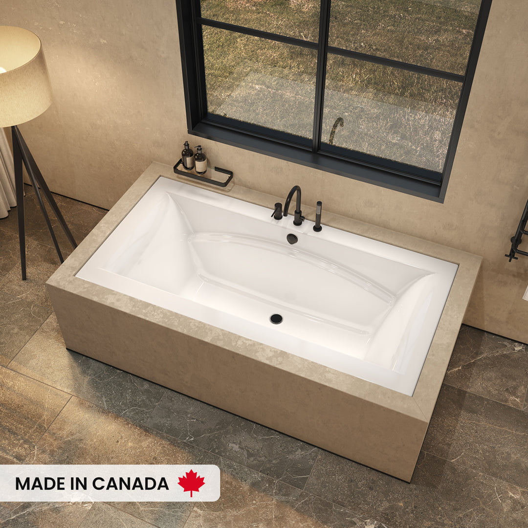 Maax Optik 7236 Acrylic Undermount Center Drain Bathtub in White