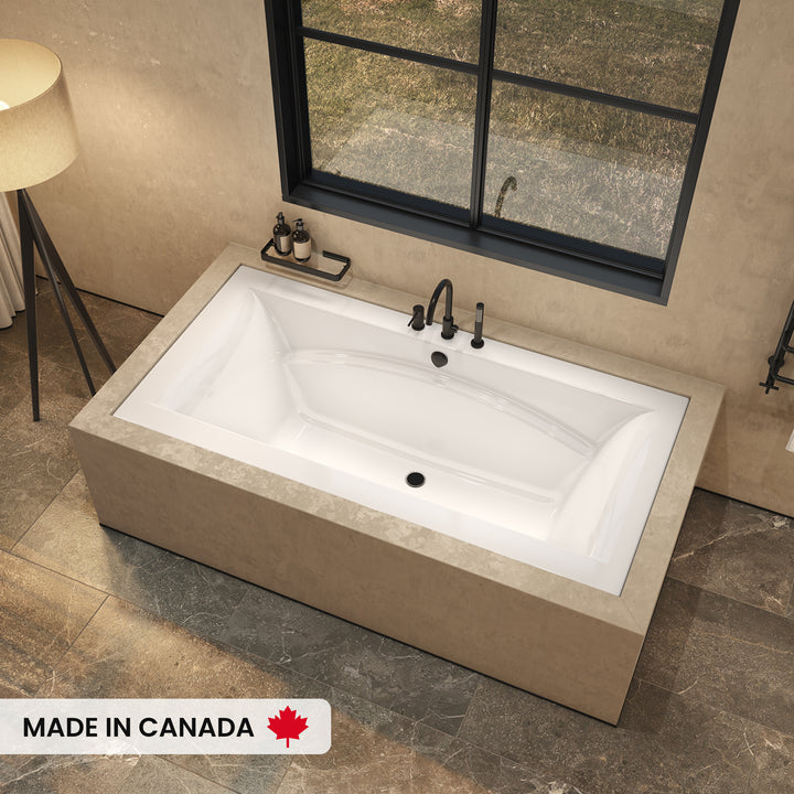 Maax Optik 7236 Acrylic Undermount Center Drain Bathtub in White