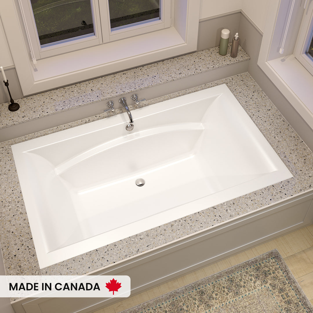 Maax Optik 7242 Acrylic Undermount Center Drain Bathtub in White