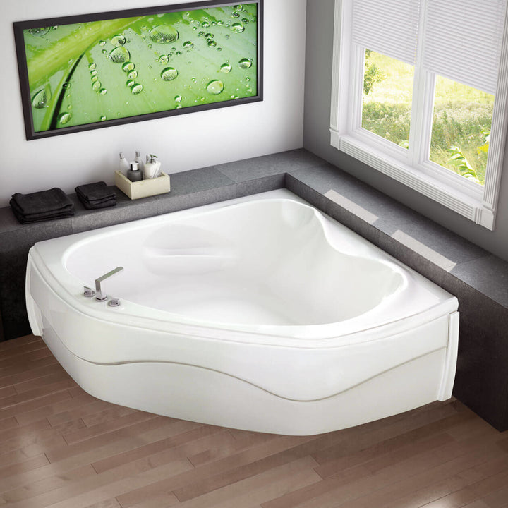 Maax Vichy 6060 Acrylic Corner Center Drain Bathtub in White
