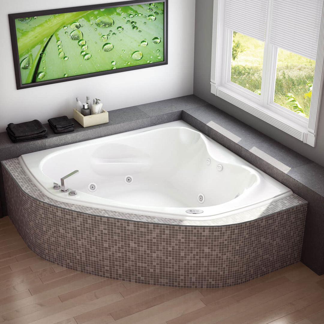 Maax Vichy 6060 Acrylic Corner Center Drain Bathtub in White