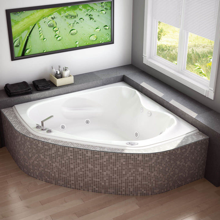 Maax Vichy 6060 Acrylic Corner Center Drain Bathtub in White