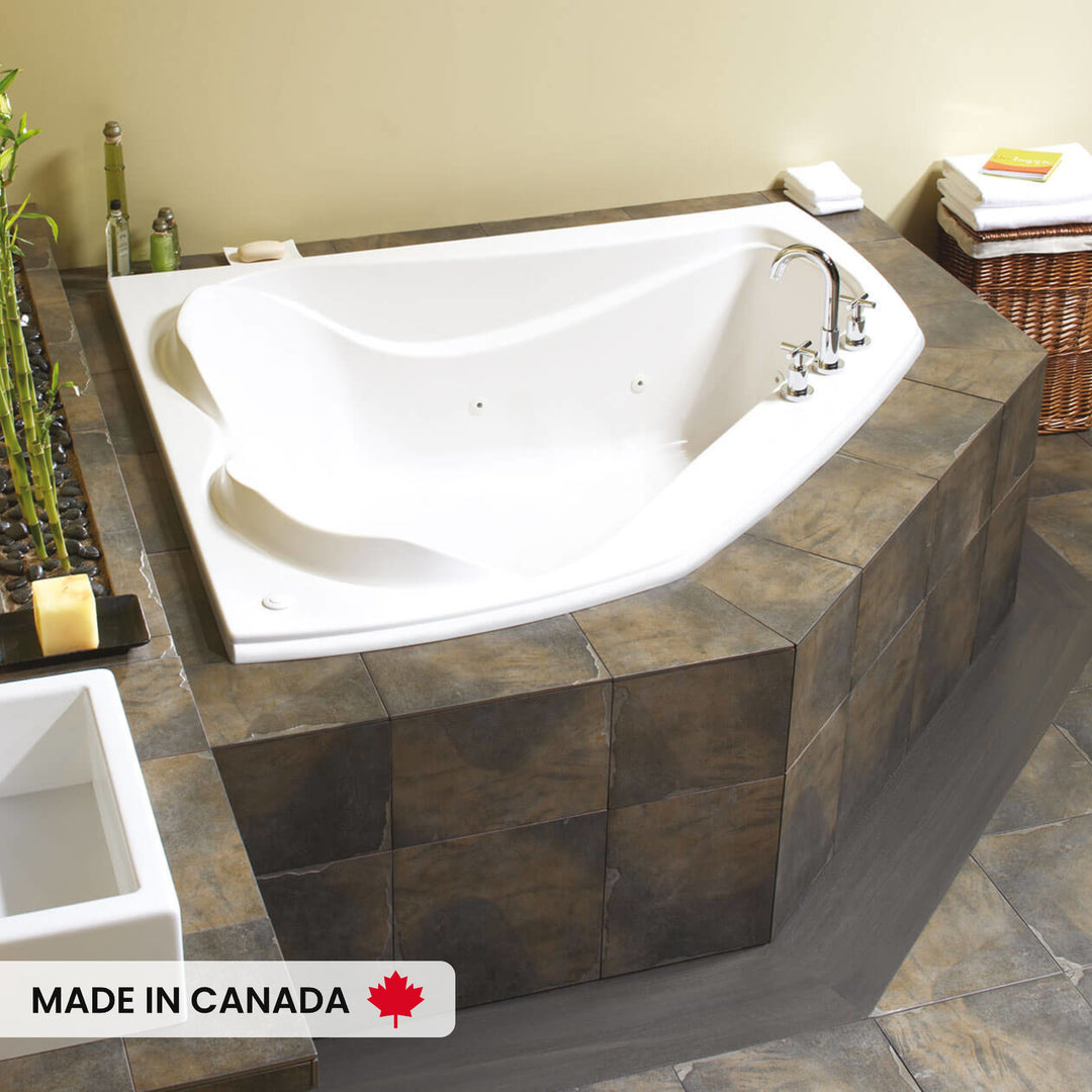 Maax Cocoon 6054 Acrylic Corner Center Drain Bathtub in White