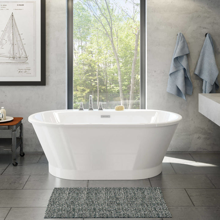 Maax Brioso 6636 AcrylX Freestanding Center Drain Bathtub in White with White Skirt