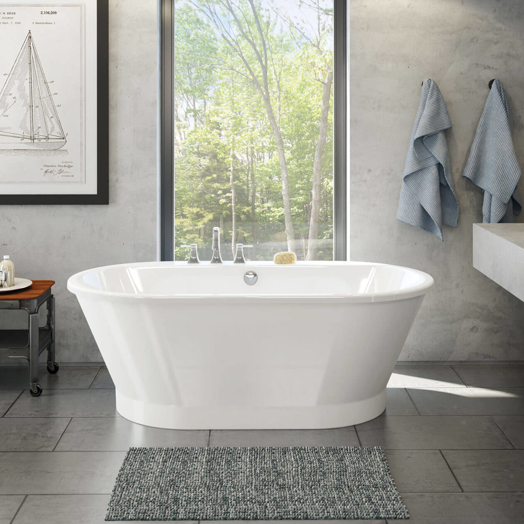 Maax Brioso 6636 AcrylX Freestanding Center Drain Bathtub in White with White Skirt