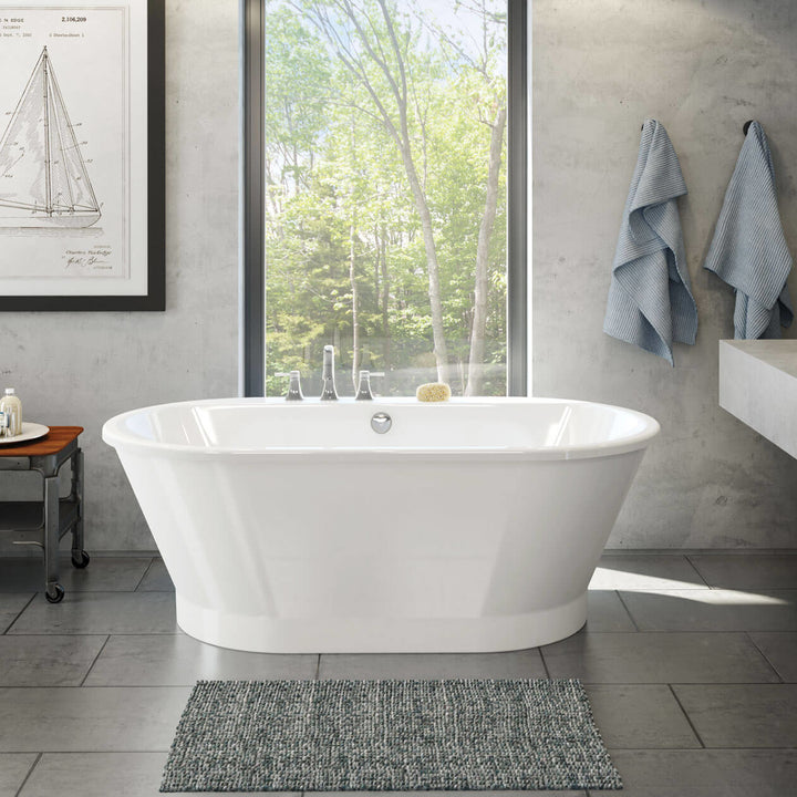 Maax Brioso 6636 AcrylX Freestanding Center Drain Bathtub in White with White Skirt