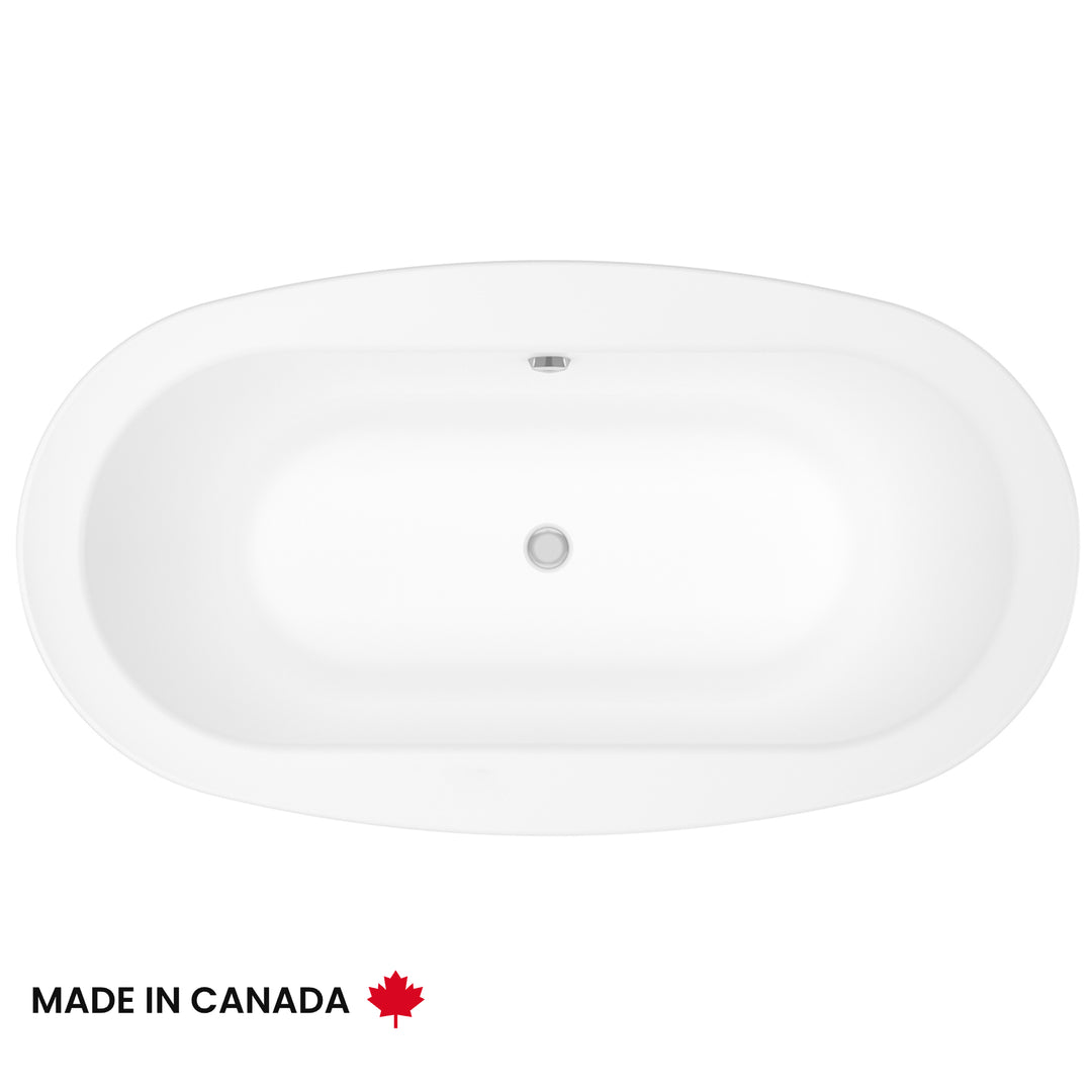 Maax Jazz F 66 x 36 Acrylic Freestanding Center Drain Bathtub in White with White Skirt