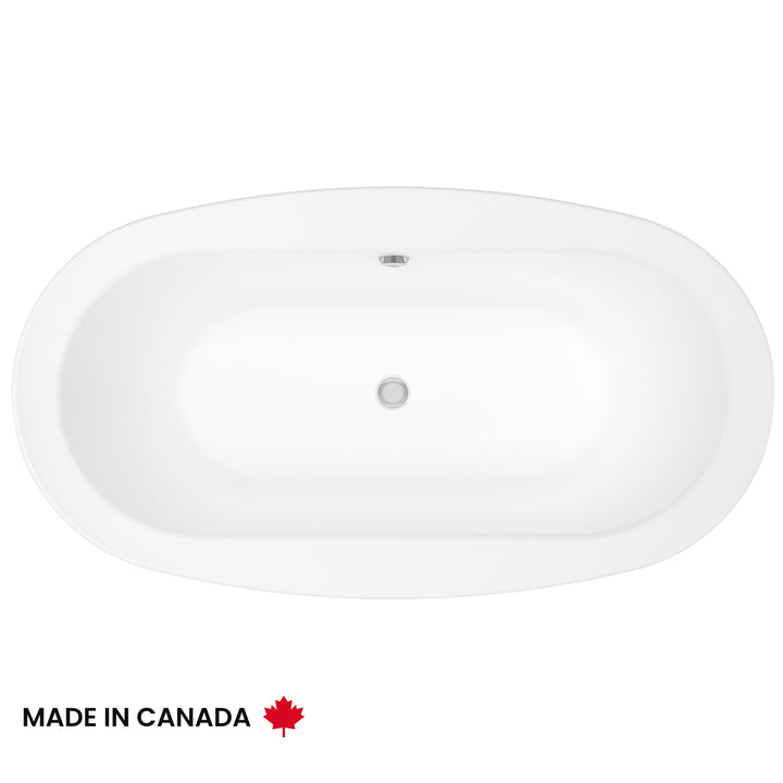 Maax Jazz F 66 x 36 Acrylic Freestanding Center Drain Bathtub in White with White Skirt