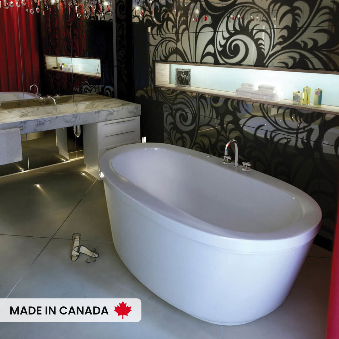 Maax Jazz F 66 x 36 Acrylic Freestanding Center Drain Bathtub in White with White Skirt