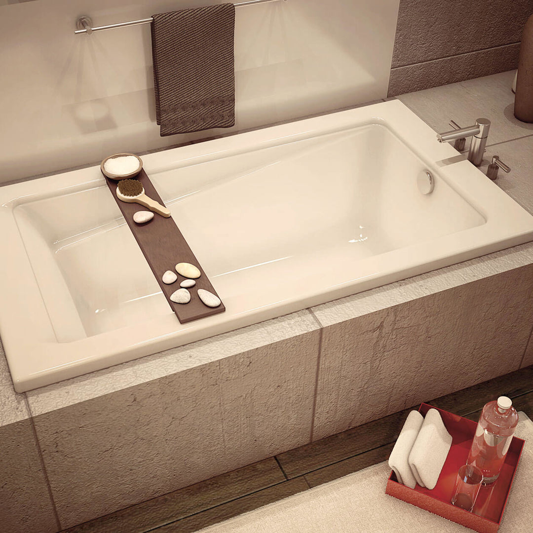 Maax New Town 6032 Acrylic Drop-in End Drain Bathtub in White