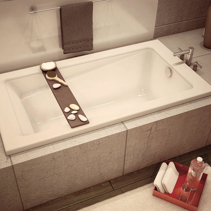 Maax New Town 6032 Acrylic Drop-in End Drain Bathtub in White