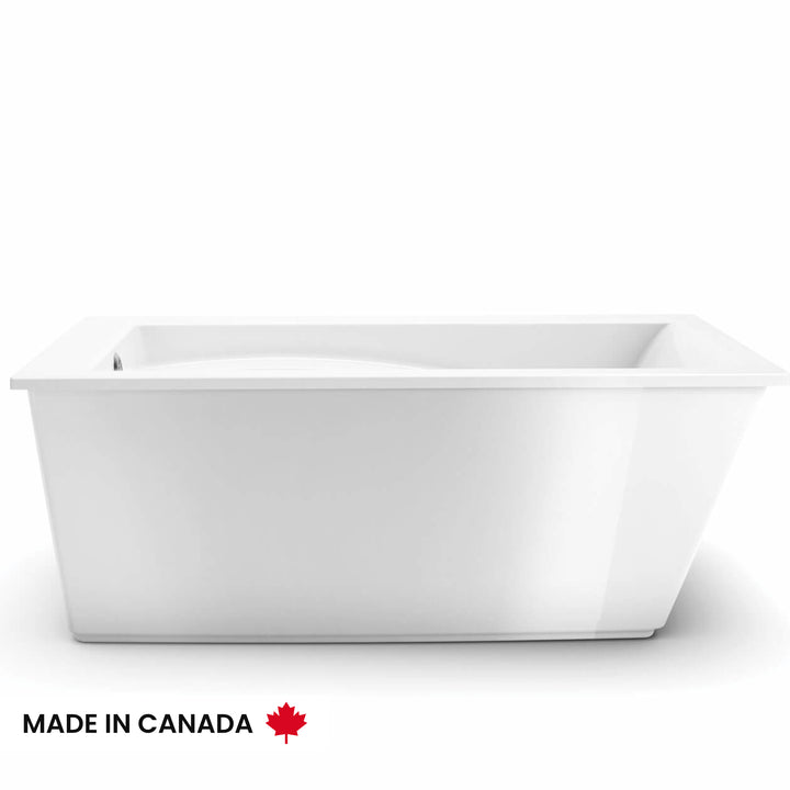 Maax Optik 6032 F Acrylic Freestanding End Drain Bathtub in White with White Skirt