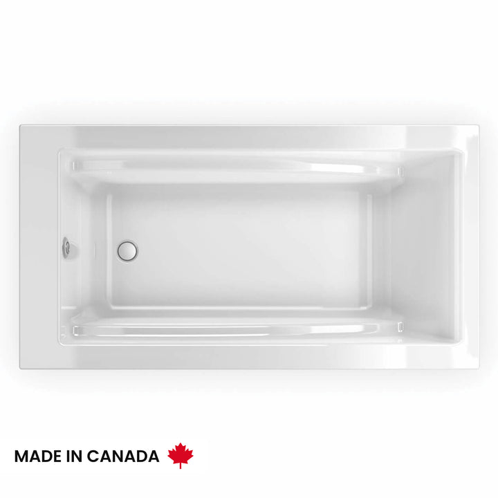 Maax Optik 6032 F Acrylic Freestanding End Drain Bathtub in White with White Skirt