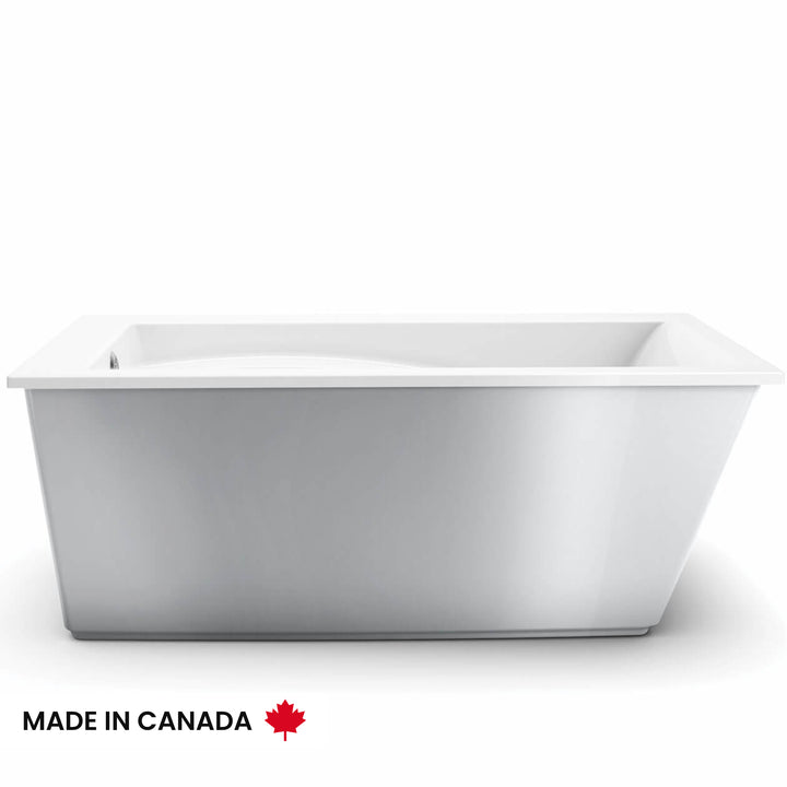 Maax Optik 6032 F Acrylic Freestanding End Drain Bathtub in White with White Skirt