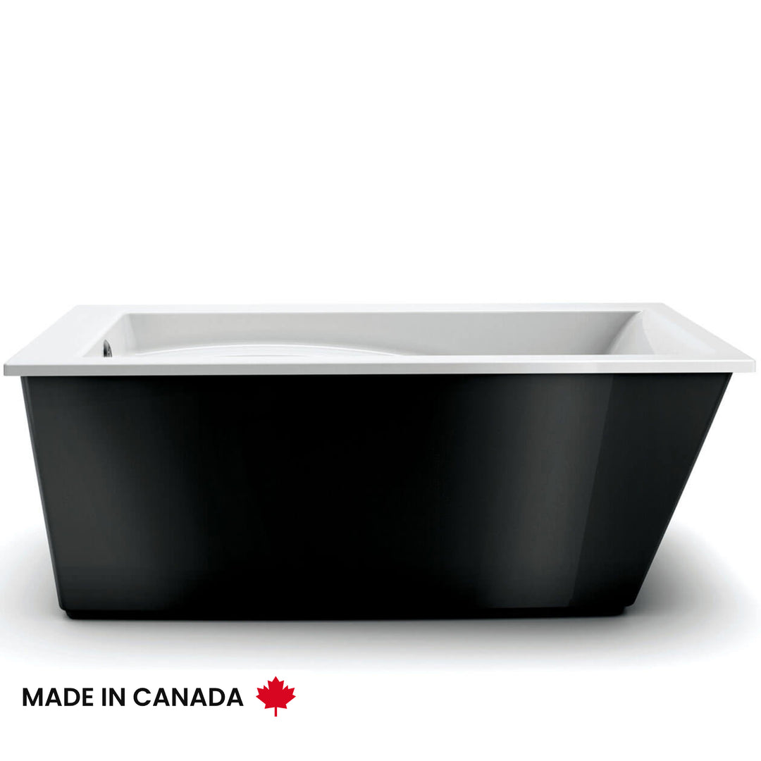 Maax Optik 6032 F Acrylic Freestanding End Drain Bathtub in White with White Skirt