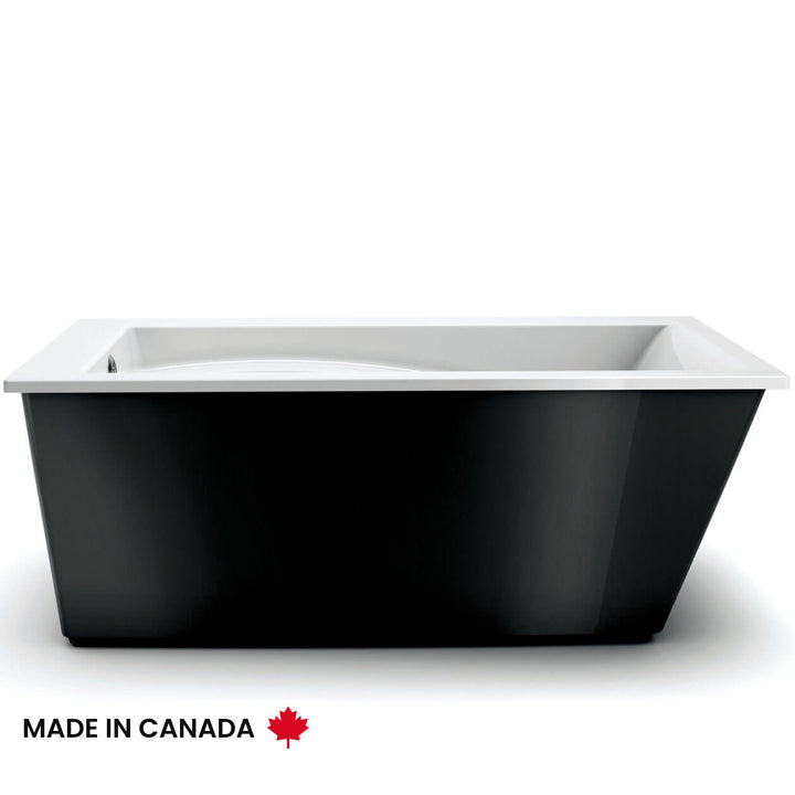 Maax Optik 6032 F Acrylic Freestanding End Drain Bathtub in White with White Skirt