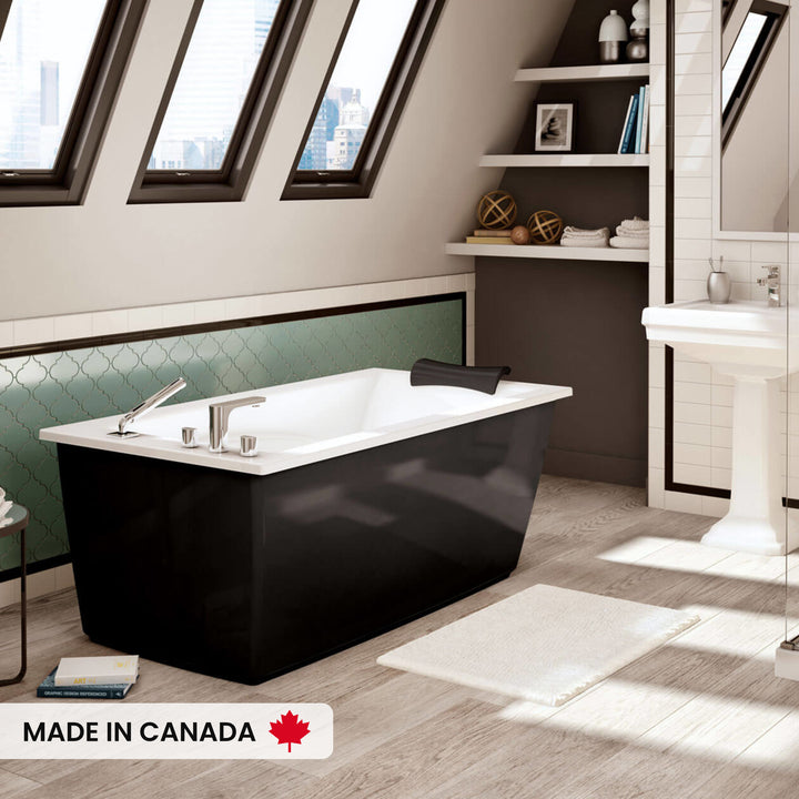 Maax Optik 6032 F Acrylic Freestanding End Drain Bathtub in White with White Skirt