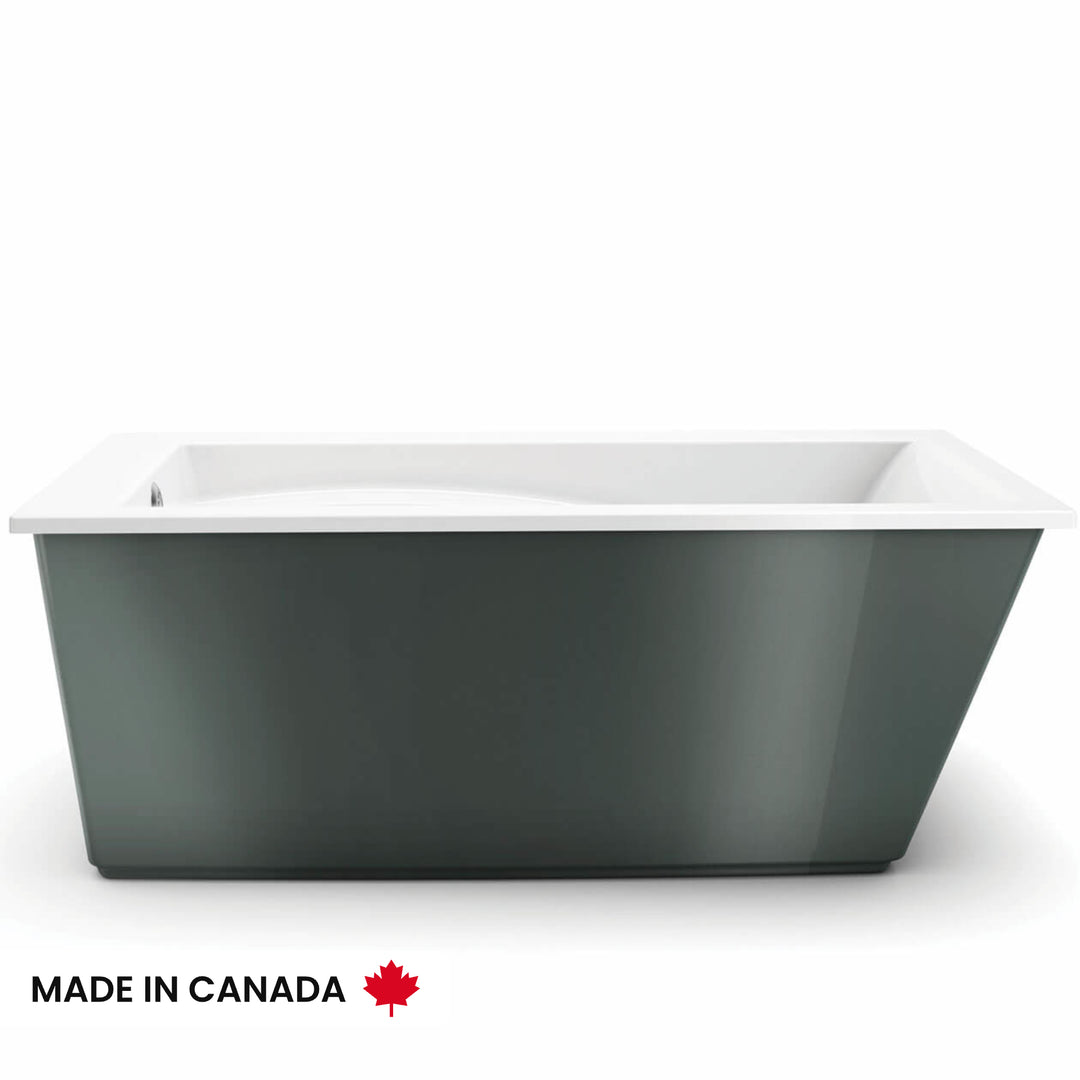 Maax Optik 6032 F Acrylic Freestanding End Drain Bathtub in White with White Skirt