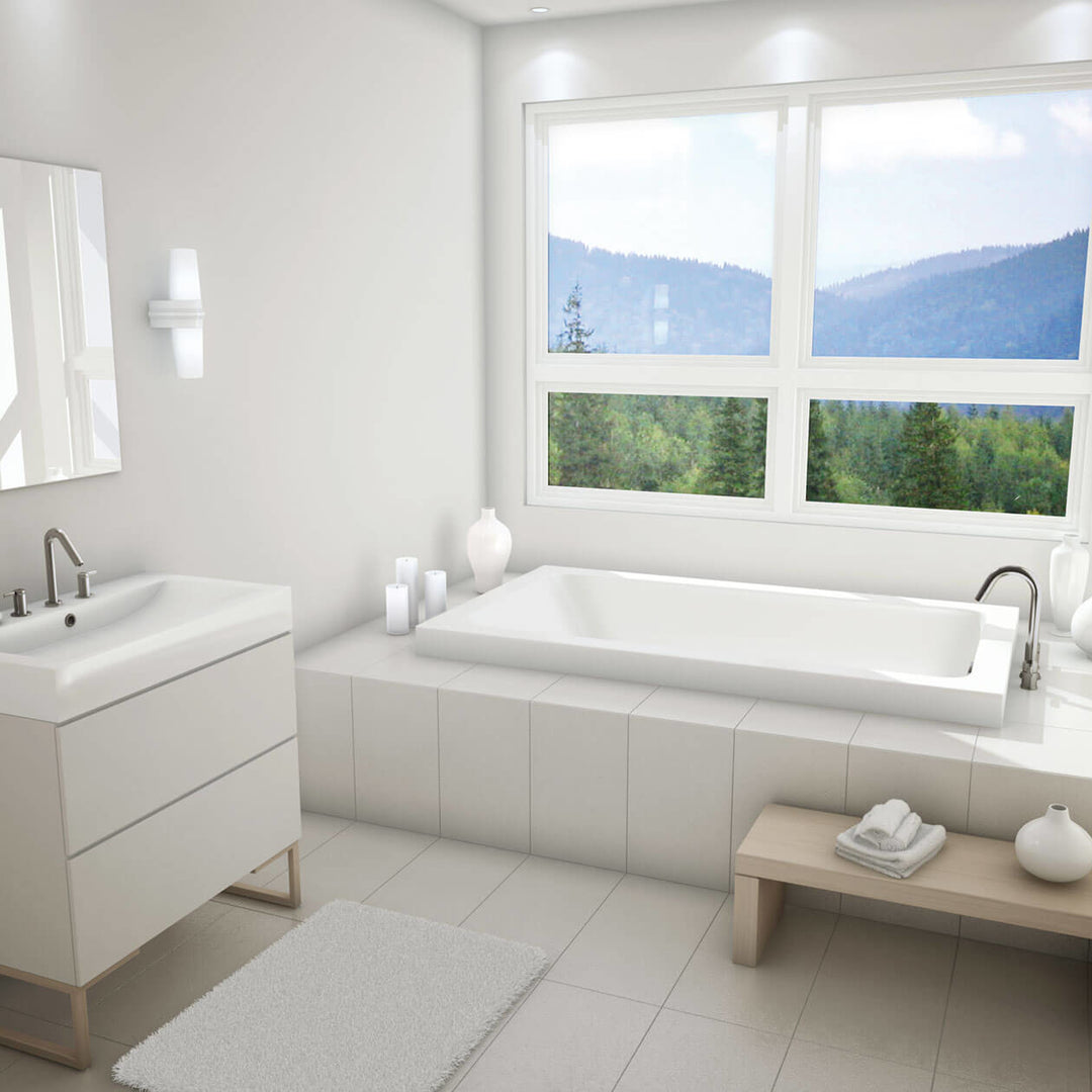 Maax Skybox 7236 Acrylic Drop-in End Drain Bathtub in White