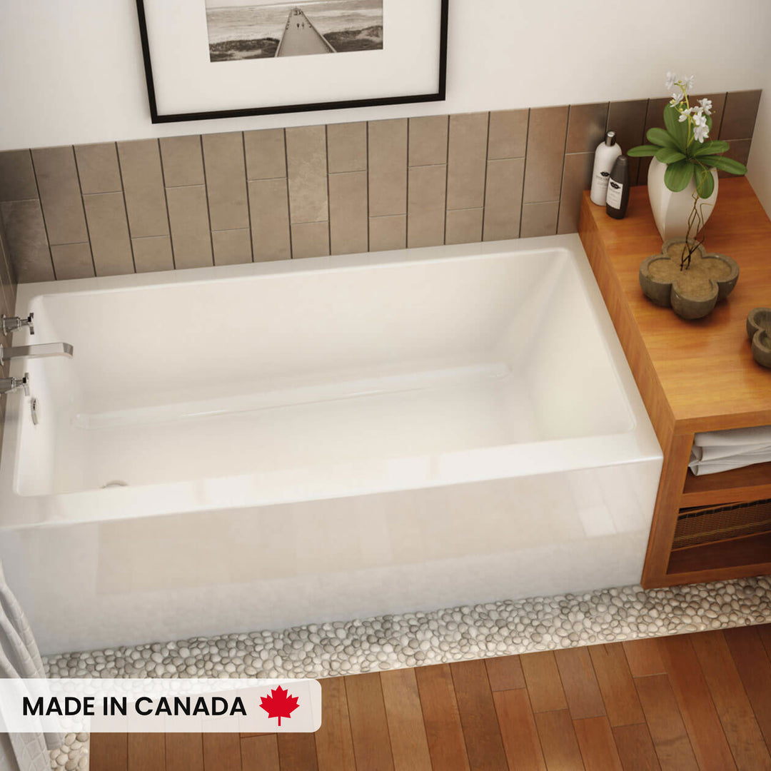 Maax Rubix 6632 AFR Acrylic Alcove Left-Hand Drain Bathtub in White