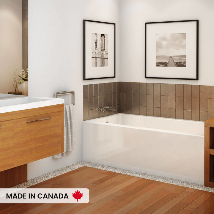 Maax Rubix 6632 AFR Acrylic Alcove Left-Hand Drain Bathtub in White