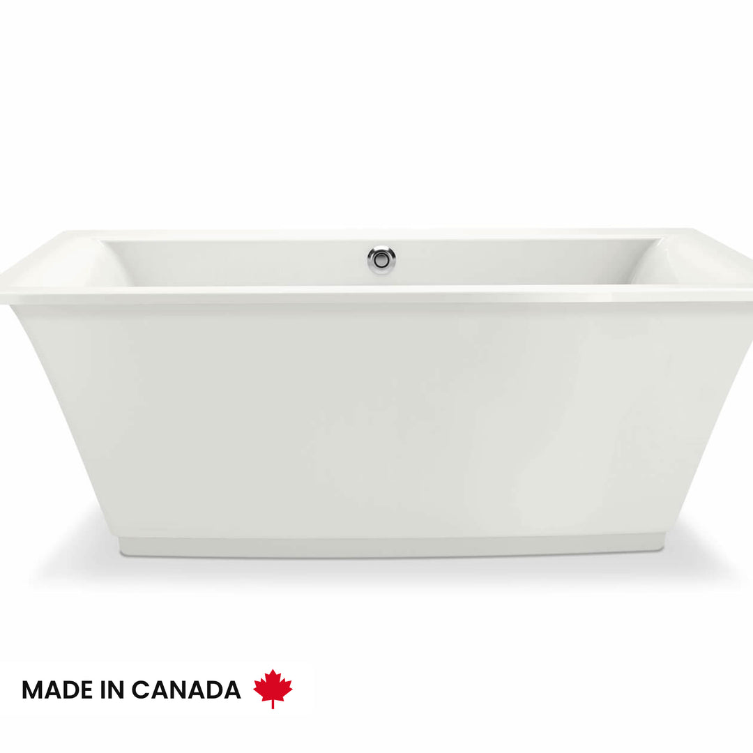Maax Optik 6636 F Acrylic Freestanding Center Drain Bathtub in White with White Skirt