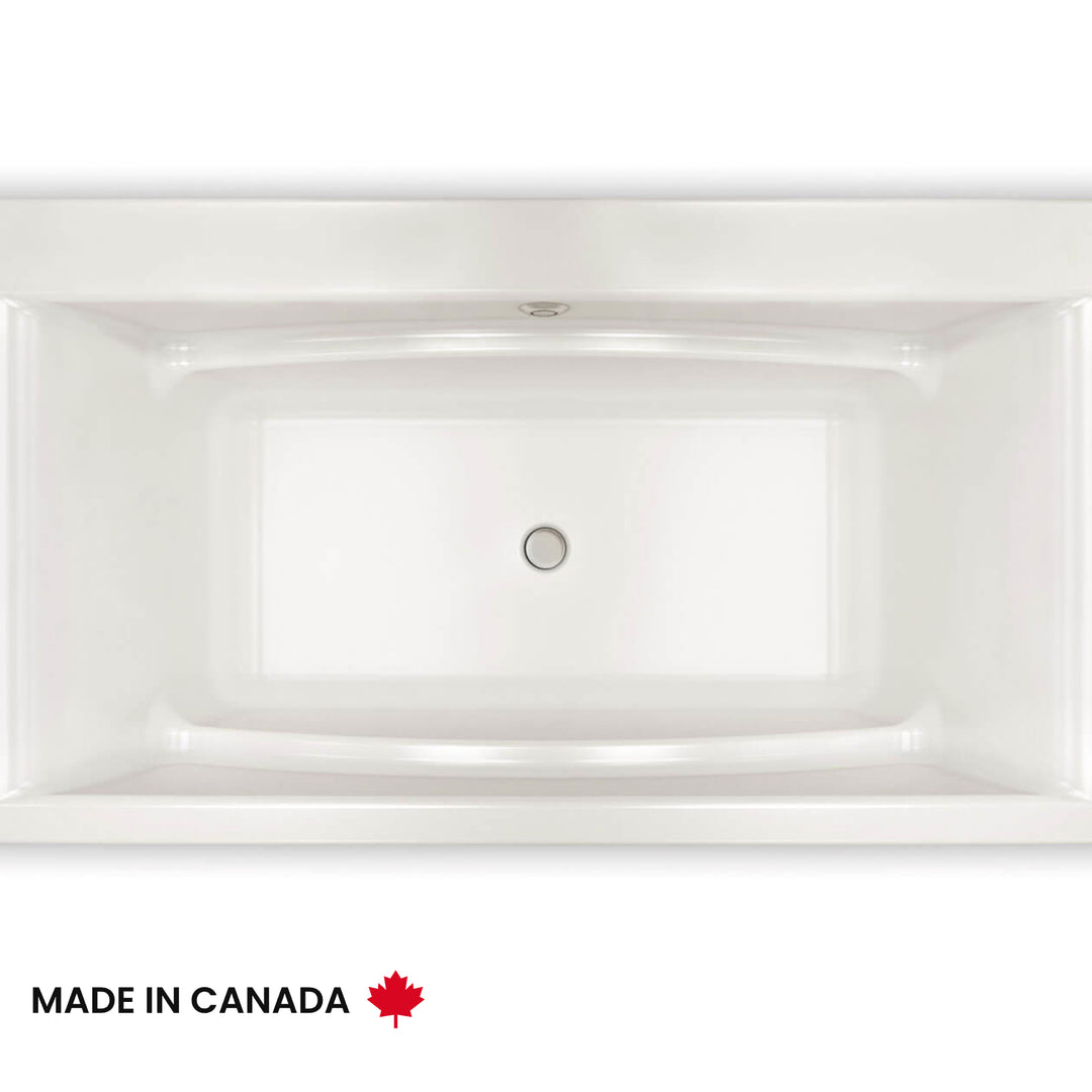 Maax Optik 6636 F Acrylic Freestanding Center Drain Bathtub in White with White Skirt
