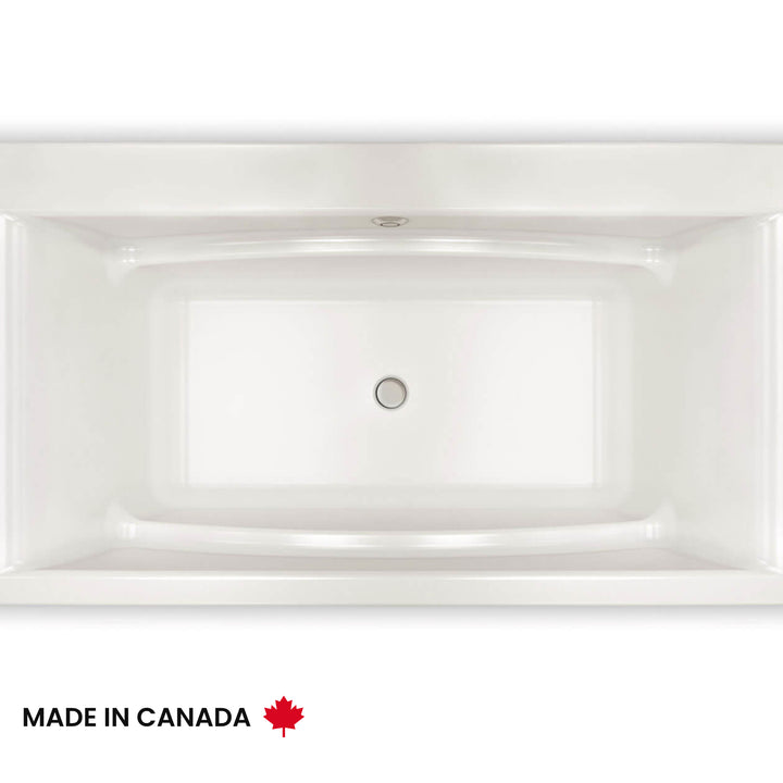 Maax Optik 6636 F Acrylic Freestanding Center Drain Bathtub in White with White Skirt