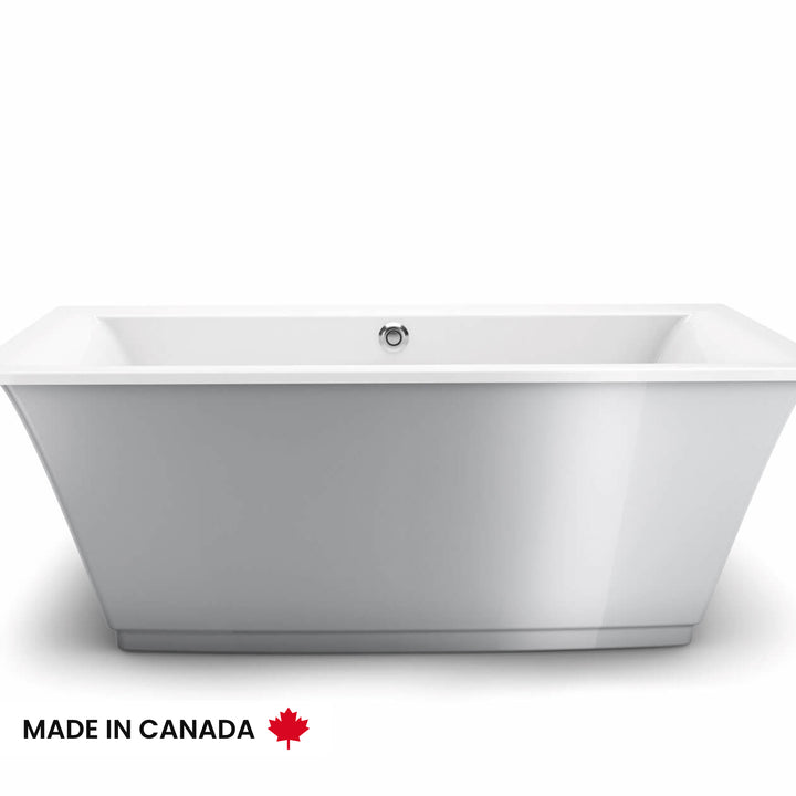 Maax Optik 6636 F Acrylic Freestanding Center Drain Bathtub in White with White Skirt