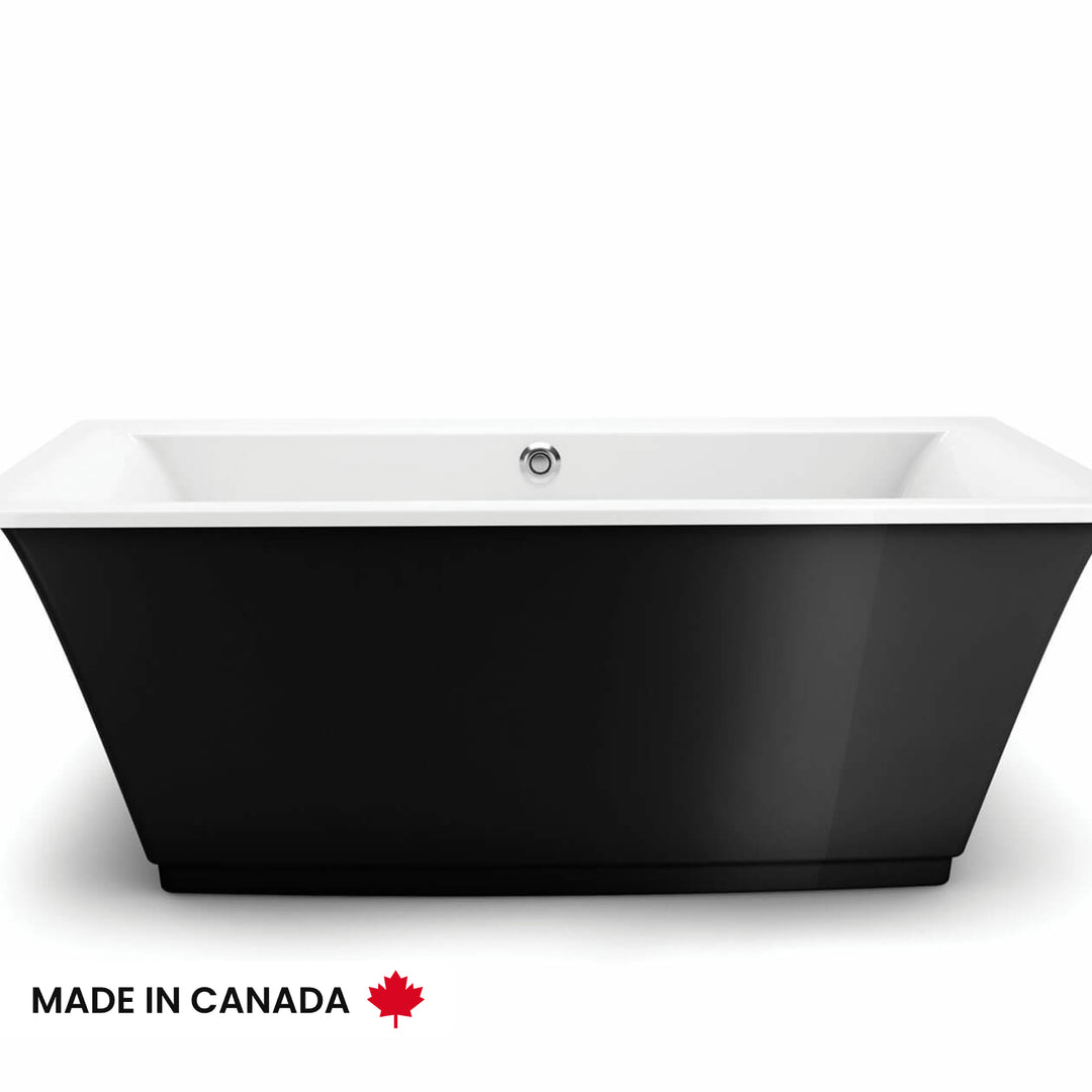 Maax Optik 6636 F Acrylic Freestanding Center Drain Bathtub in White with White Skirt