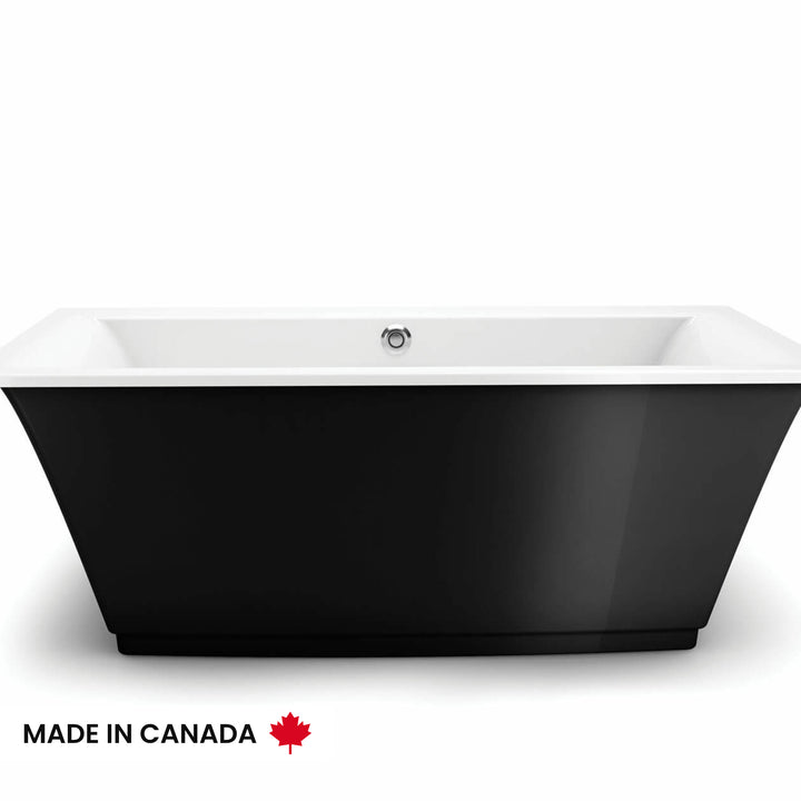 Maax Optik 6636 F Acrylic Freestanding Center Drain Bathtub in White with White Skirt
