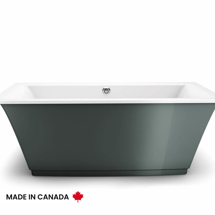 Maax Optik 6636 F Acrylic Freestanding Center Drain Bathtub in White with White Skirt