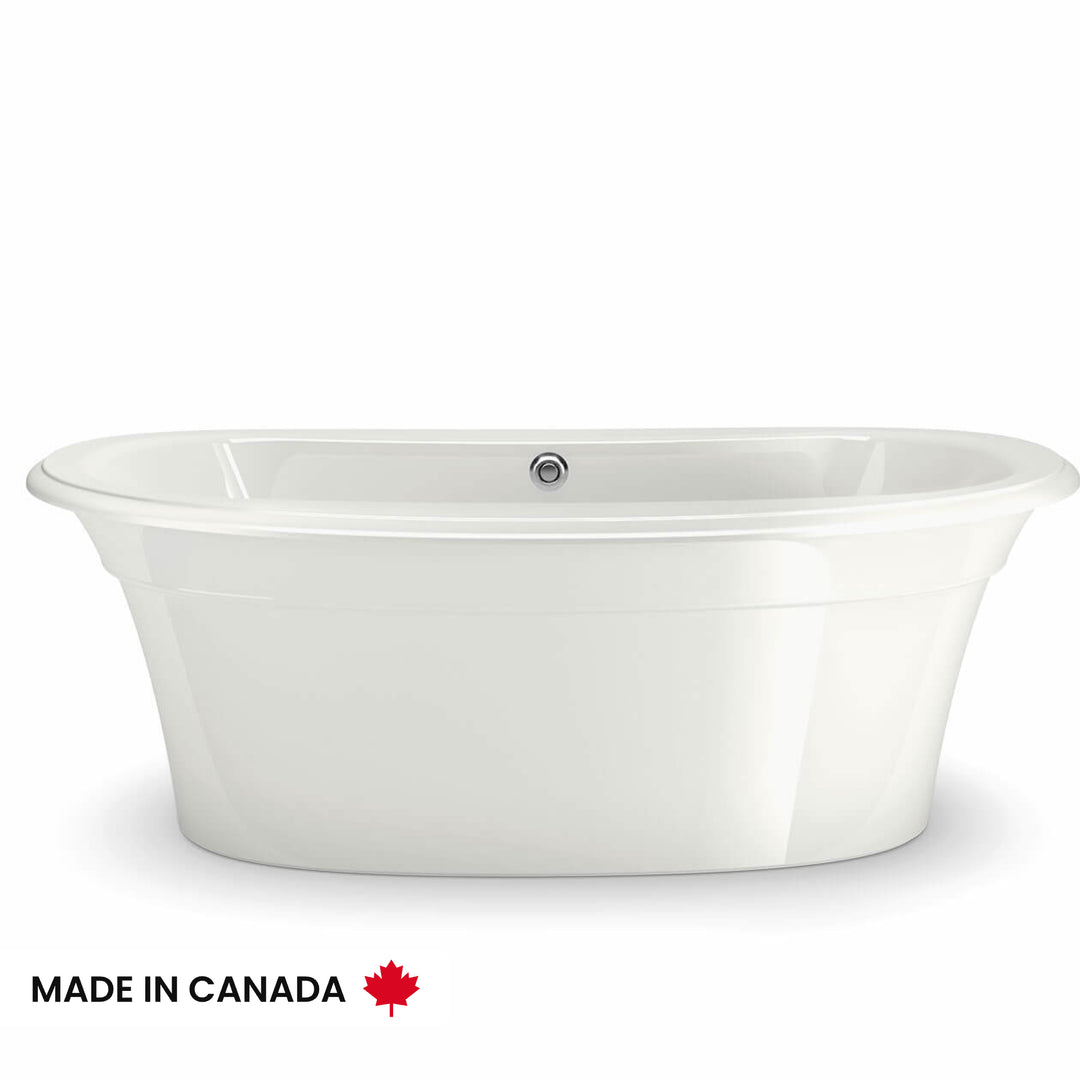 Maax Ella Sleek 66 x 36 Acrylic Freestanding Center Drain Bathtub in White with White Skirt
