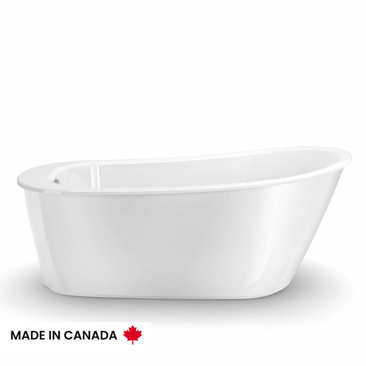 Maax Sax 6032 AcrylX Freestanding End Drain Bathtub in White with White Skirt