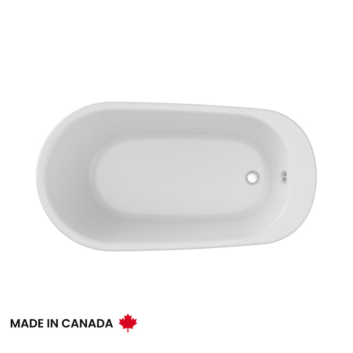 Maax Sax 6032 AcrylX Freestanding End Drain Bathtub in White with White Skirt