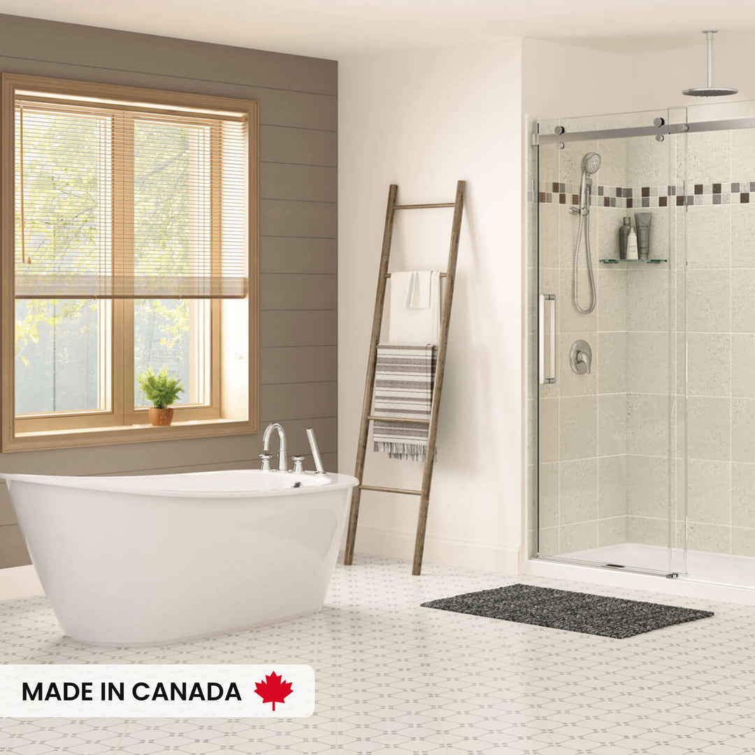 Maax Sax 6032 AcrylX Freestanding End Drain Bathtub in White with White Skirt