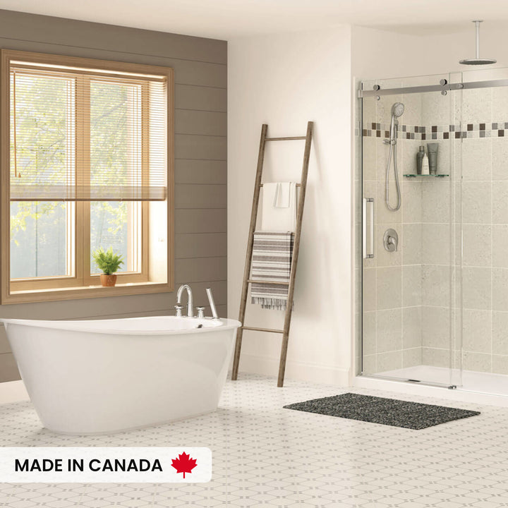 Maax Sax 6032 AcrylX Freestanding End Drain Bathtub in White with White Skirt