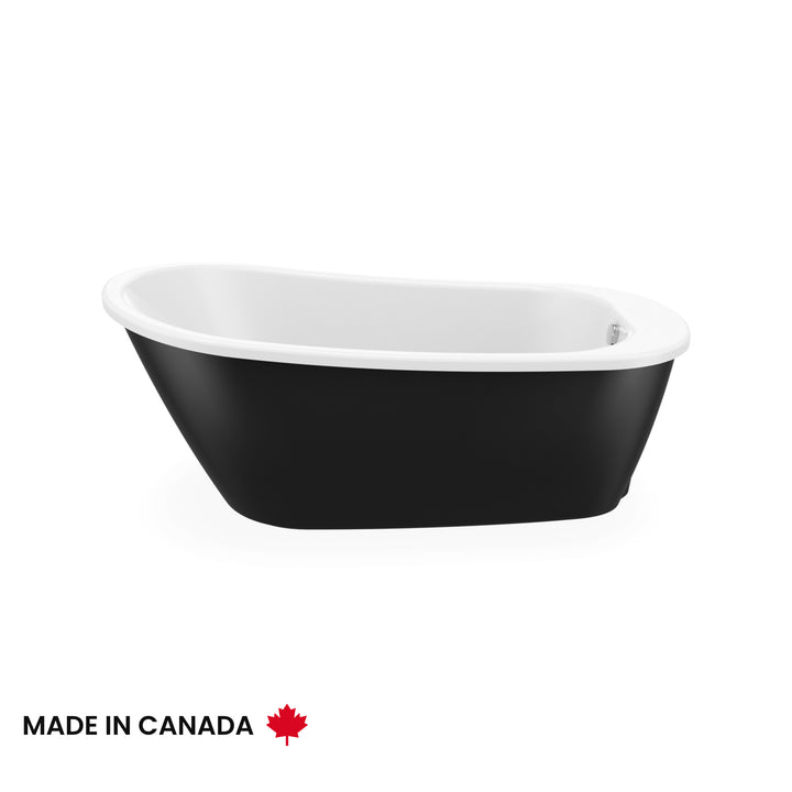 Maax Sax 6032 AcrylX Freestanding End Drain Bathtub in White with White Skirt