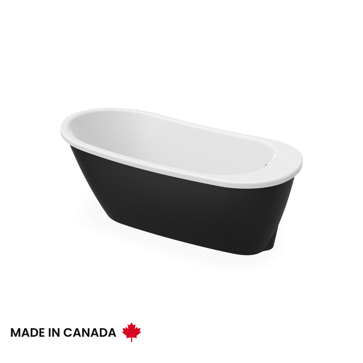 Maax Sax 6032 AcrylX Freestanding End Drain Bathtub in White with White Skirt
