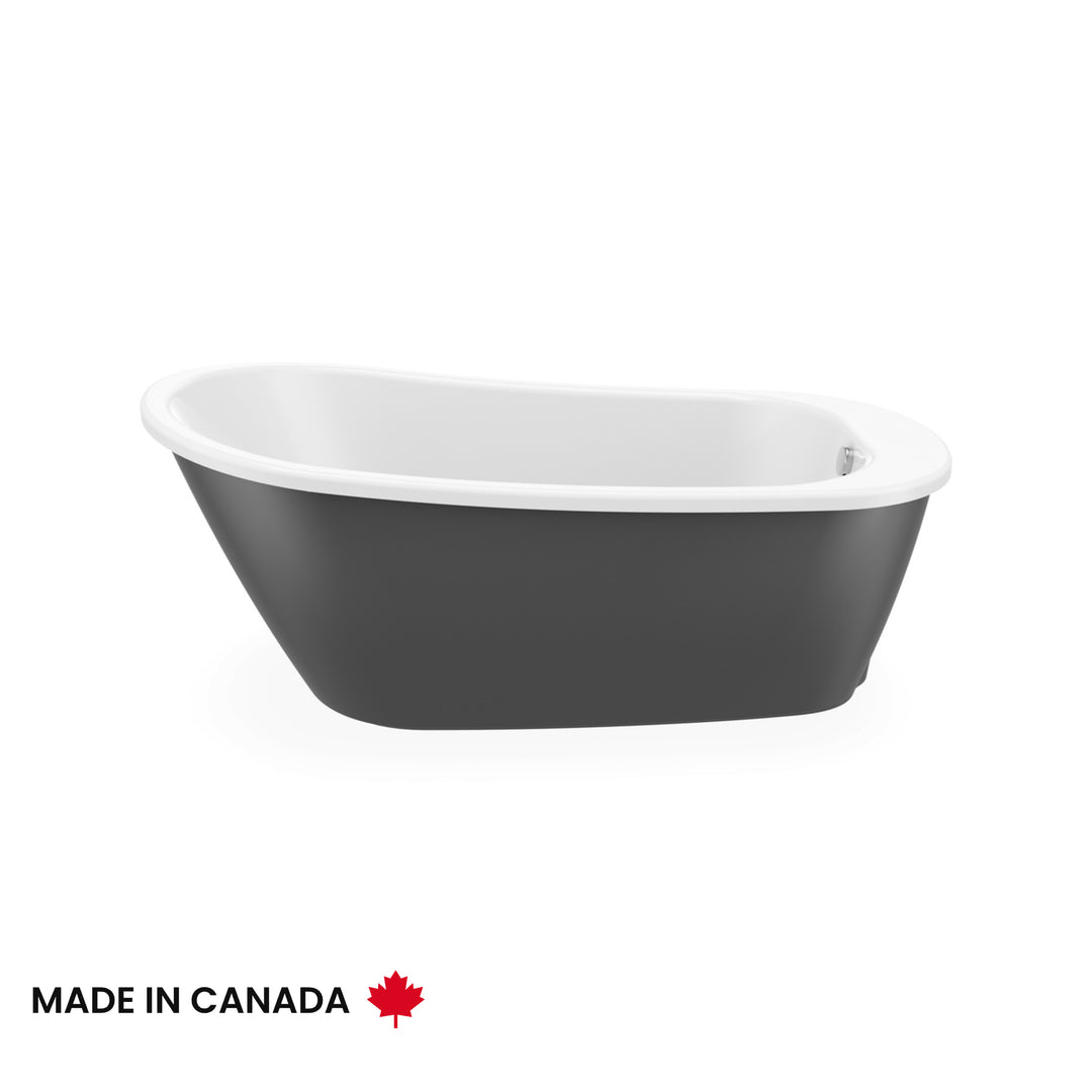 Maax Sax 6032 AcrylX Freestanding End Drain Bathtub in White with White Skirt