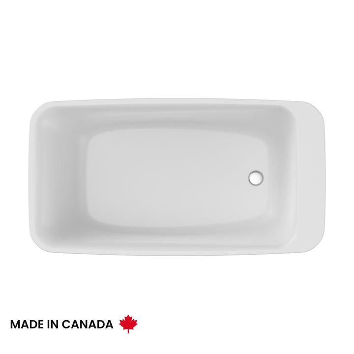 Maax Lounge 6434 Acrylic Freestanding End Drain Bathtub in White with White Skirt