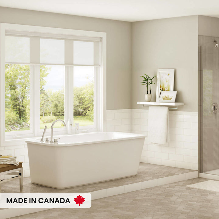 Maax Lounge 6434 Acrylic Freestanding End Drain Bathtub in White with White Skirt