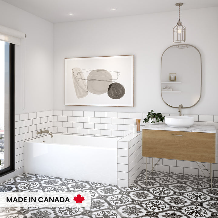 Maax Rubix 6030 DTF Acrylic Alcove Left-Hand Drain Bathtub in White