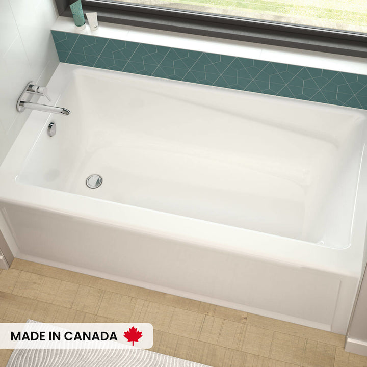 Maax Exhibit 6036 IFS Acrylic Alcove Left-Hand Drain Bathtub in White