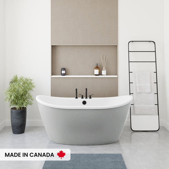 Maax Delsia 6032 AcrylX Freestanding Center Drain Bathtub in White with White Skirt