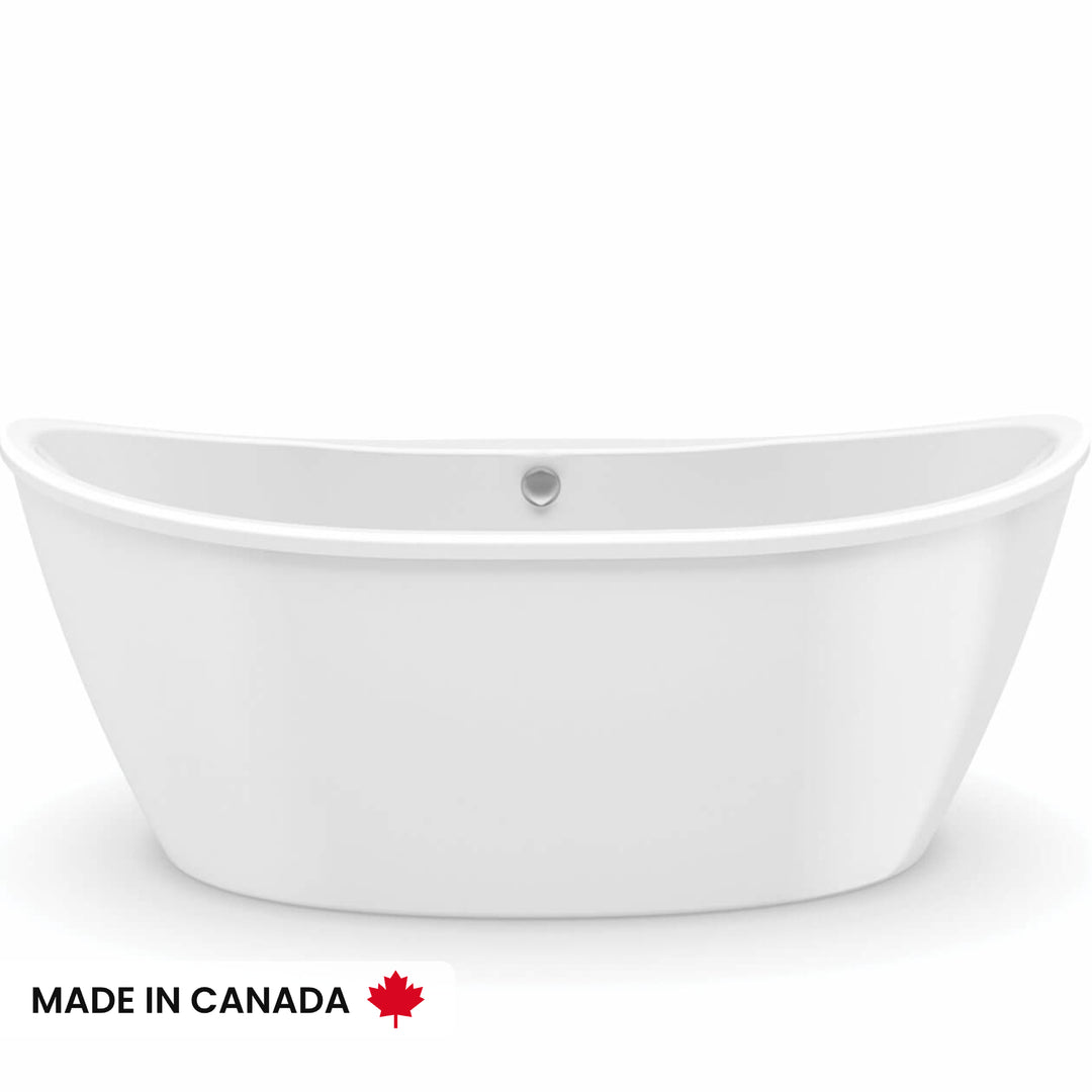 Maax Delsia 6636 AcrylX Freestanding Center Drain Bathtub in White with White Skirt
