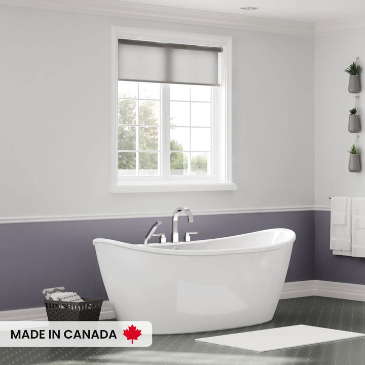Maax Delsia 6636 AcrylX Freestanding Center Drain Bathtub in White with White Skirt